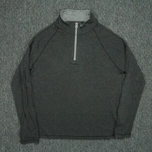 Faherty Sweater Mens Medium Gray Quarter Zip Cloud Cotton Pullover Jumper